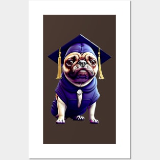 Congrats Graduation Pug - Adorable Pug in Convocation Suit Posters and Art